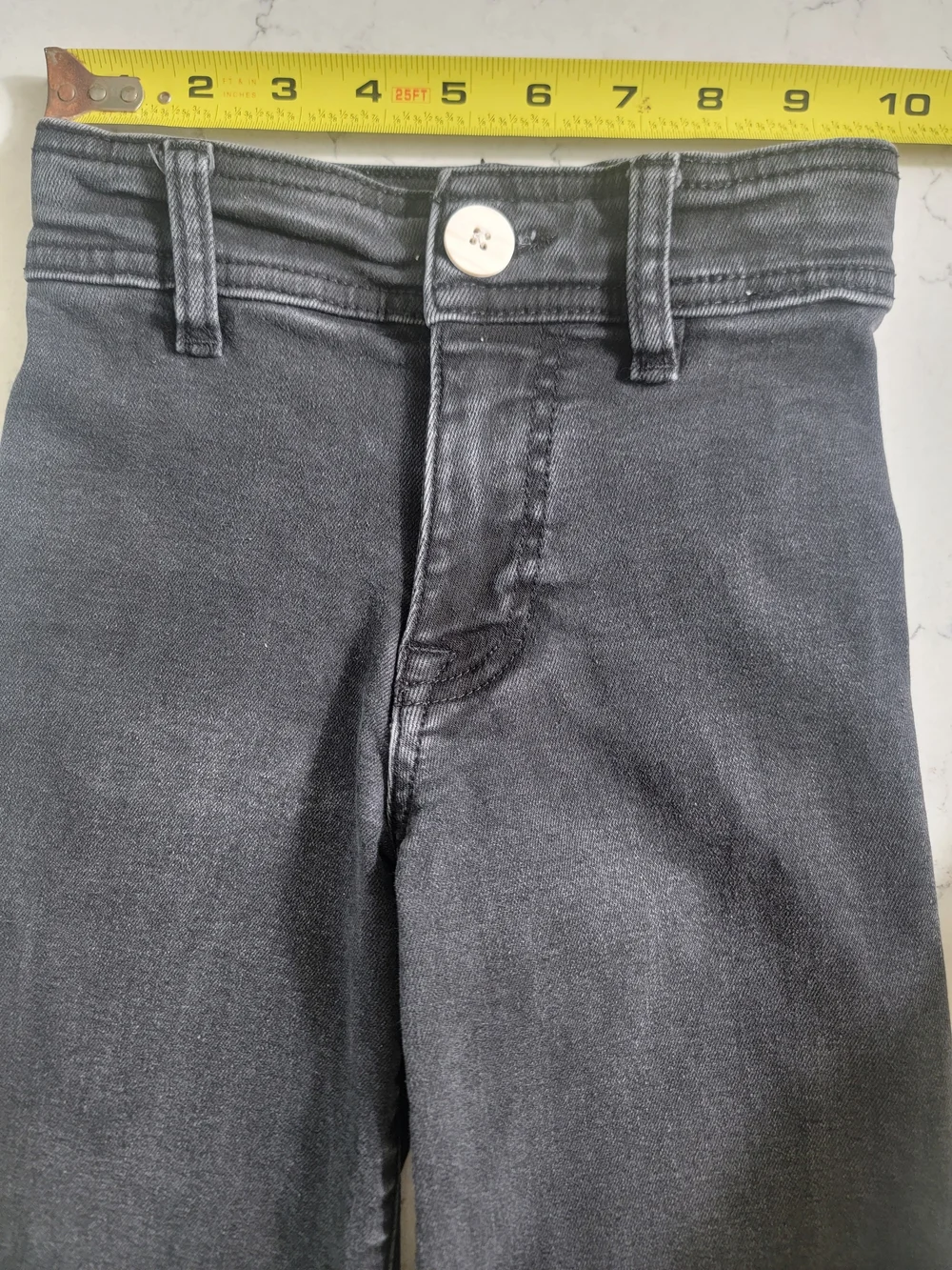 Zara Girls Size 6 Black Wide Leg High Rise Raw Hem Jeans back to school